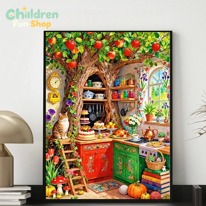 Photo Mosaic Print - مطبخ شجري فريد من نوعه مع